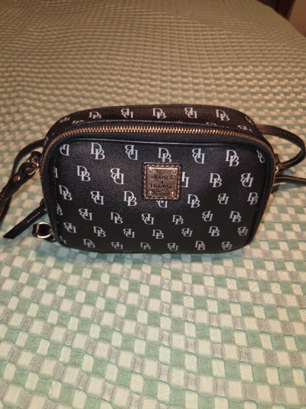 Dooney & Bourke Black DB Monogram Camera Crossbody Bag